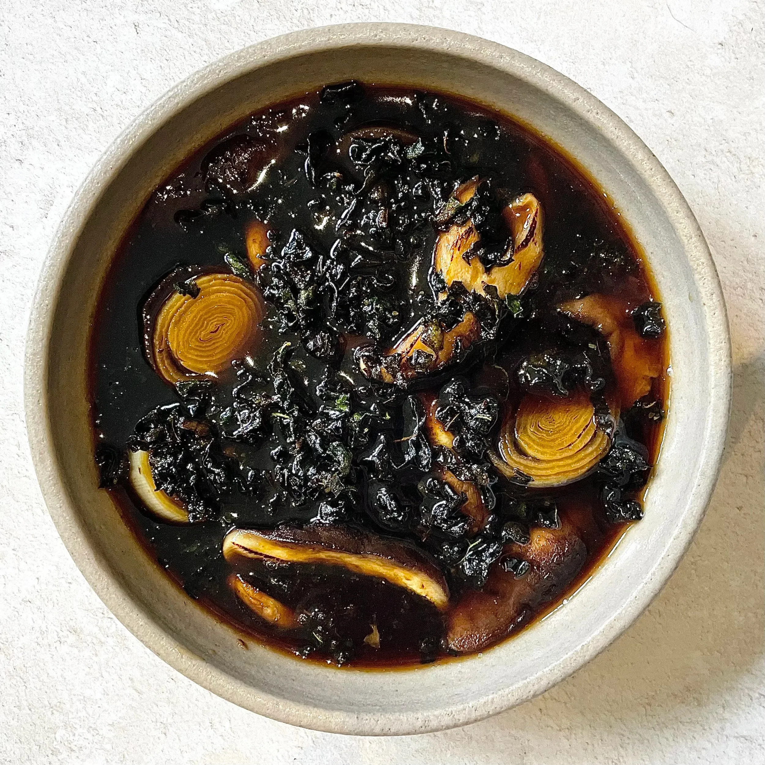 Japanese leek and mushroom broth